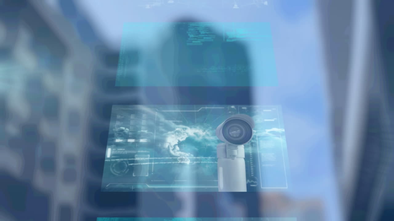 모호한 도시 금융 지구에 대한 다양한 데이터의 애니메이션