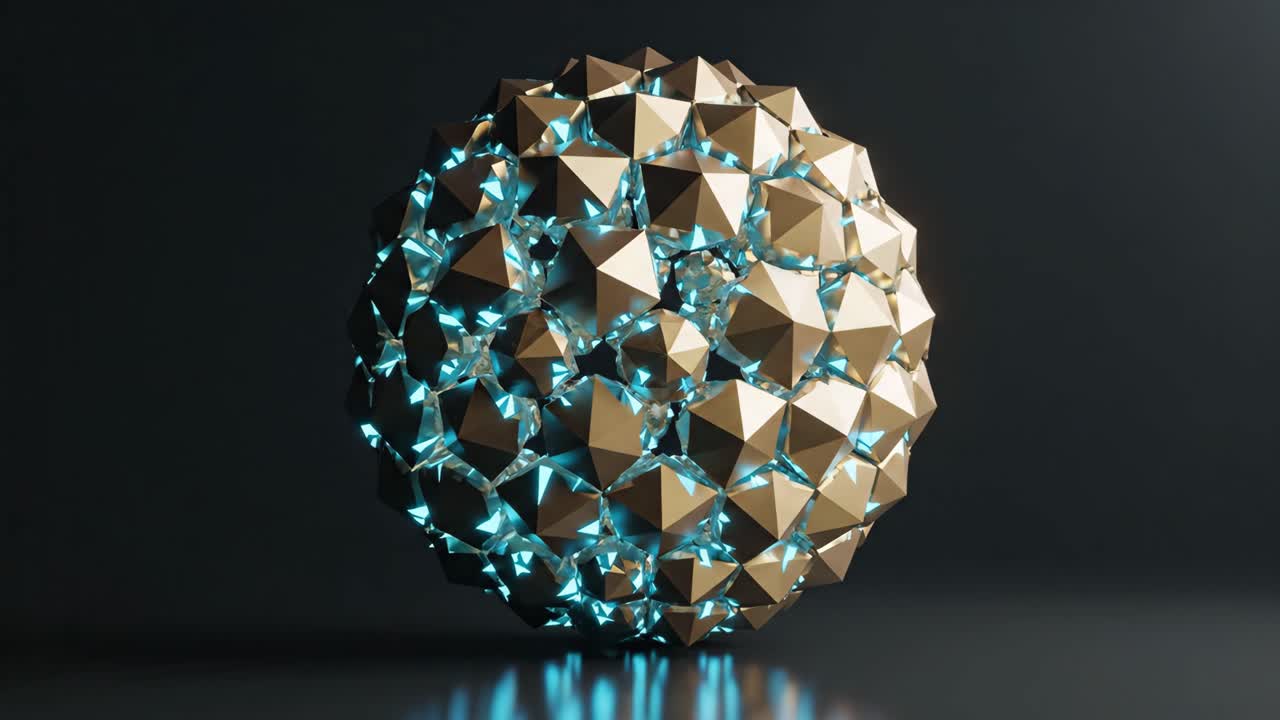 Geometric Sphere with Gold and Blue Accents
