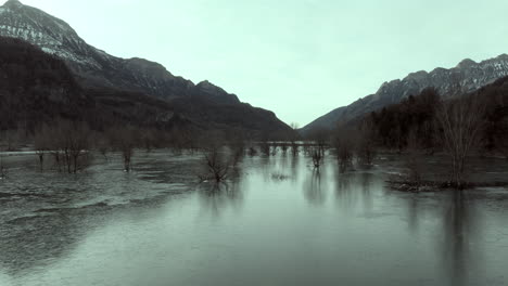 frozen mountain valley river landscape