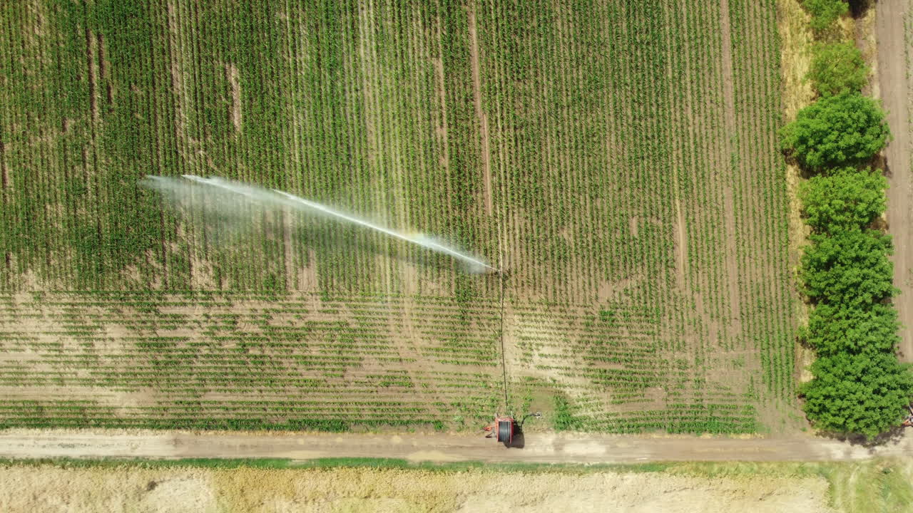 Aerial View of Irrigation in a Farm Field