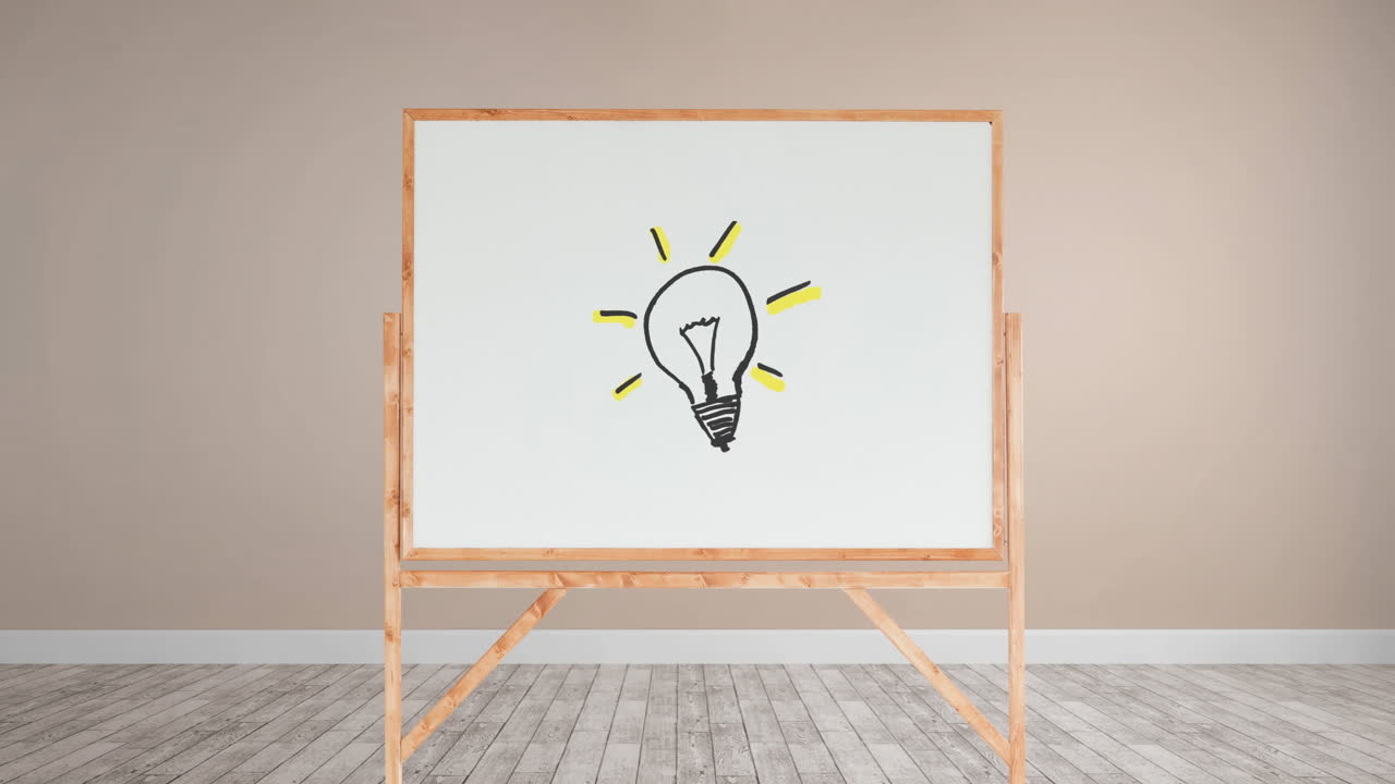 dibujo de bombilla en una tabla blanca