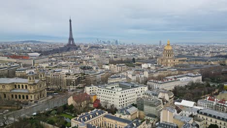 tour eiffel and hotel national des invalides, paris panoramic view, france