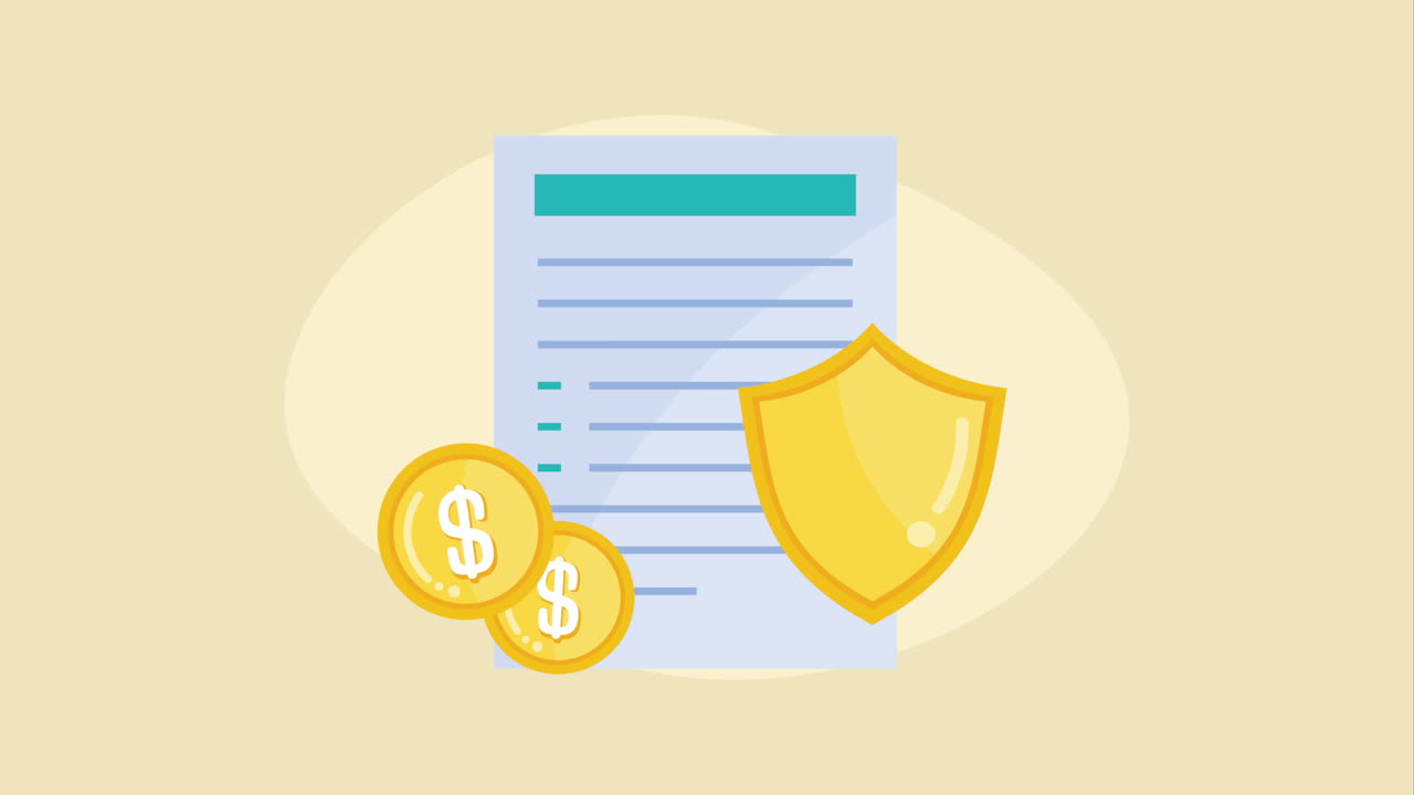 계약 보험 서비스 애니메이션을 가진 방패