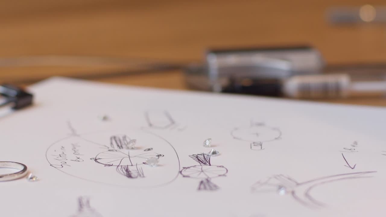 los diamantes aterrizando en el papel en cámara lenta