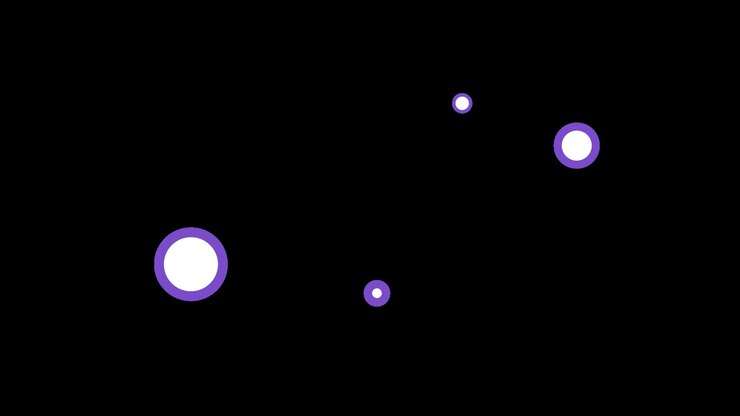 Accenti circolari animati viola e bianchi per terze inferiori su sfondo trasparente