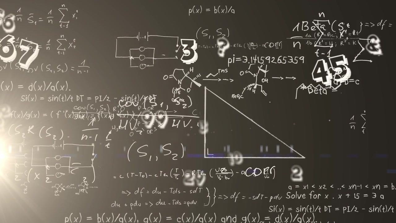 Animation of equations, numbers changing and data processing