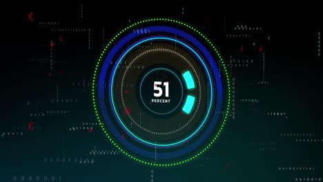 animation of processing circle with increasing numbers on black background
