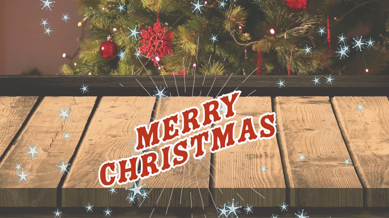 눈이 내리는 메리 크리스마스 텍스트의 애니메이션