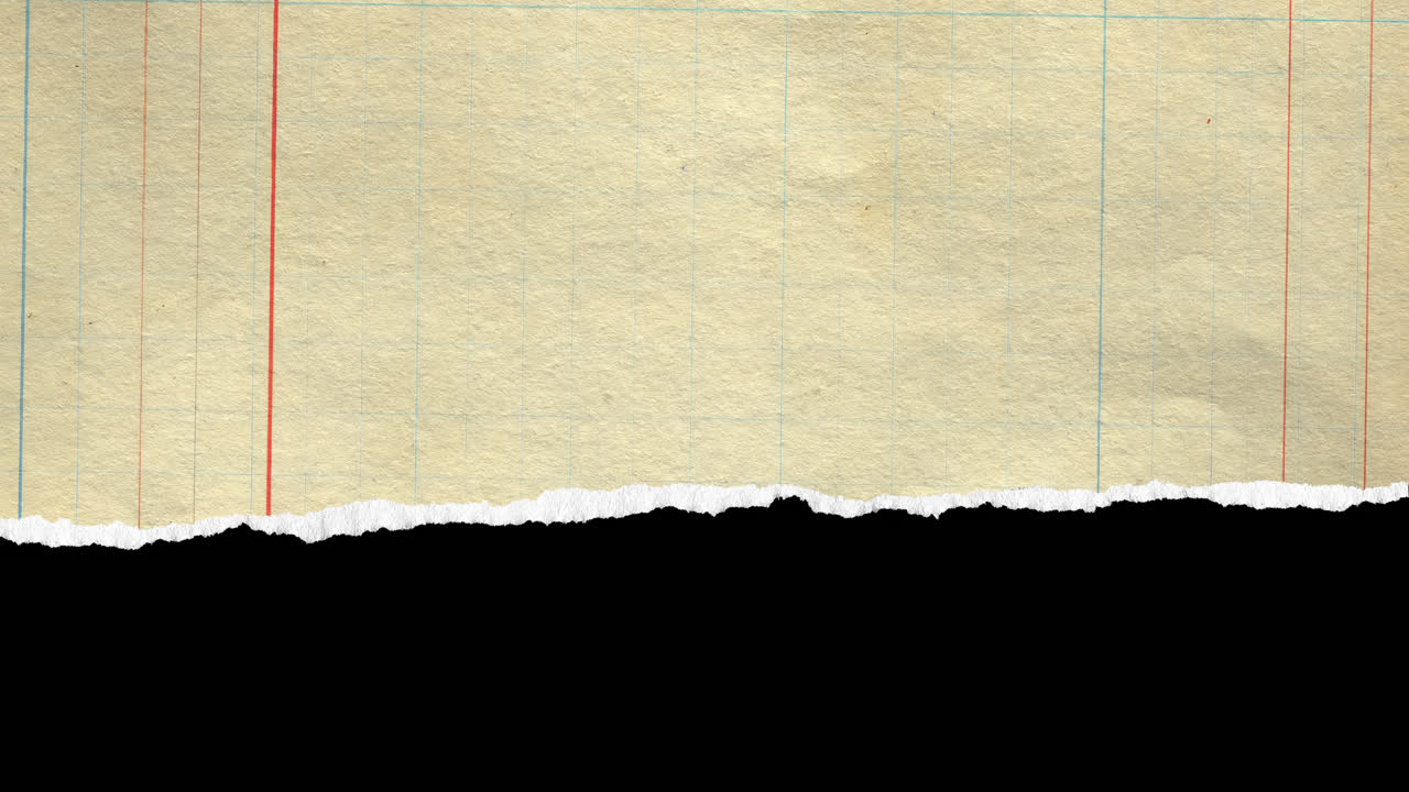Vintage Lined Paper Ripping Transition with Black Background