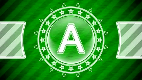 letter a in circle shape and green striped background. illustration.