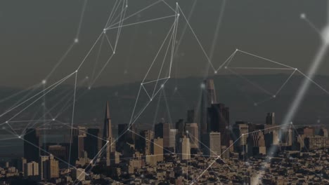 animación de redes de conexiones en el paisaje urbano