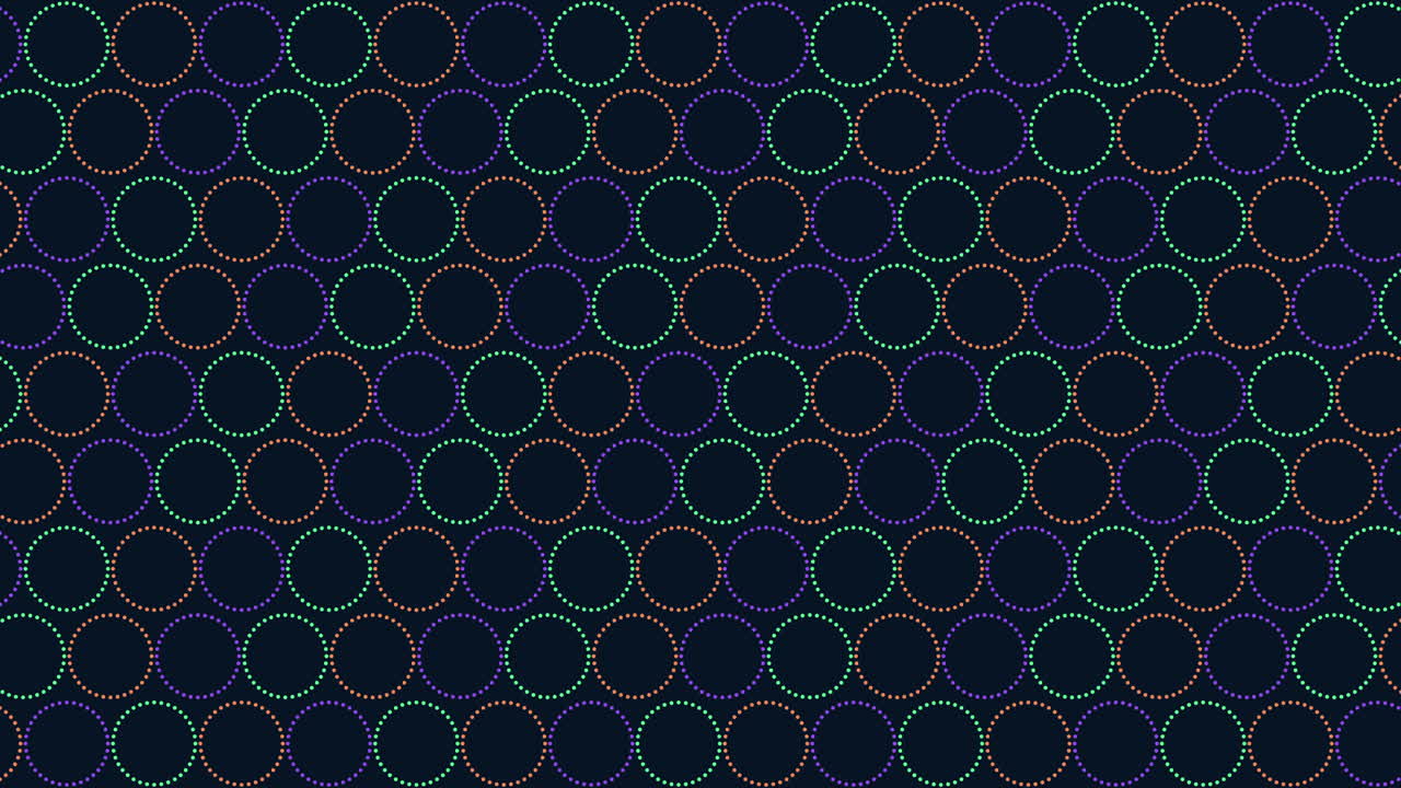 Vibrant connected circle pattern on black background