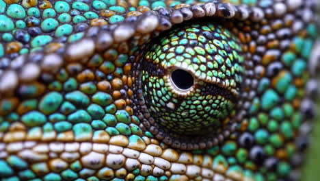 close-up of a chameleon's eye and textured scales