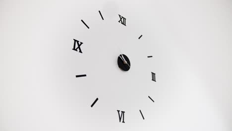 clock on white background and movement of clock hands. time lapse clock with three arrow hands moving fast