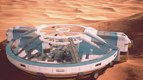 futuristic spaceship on a desert planet