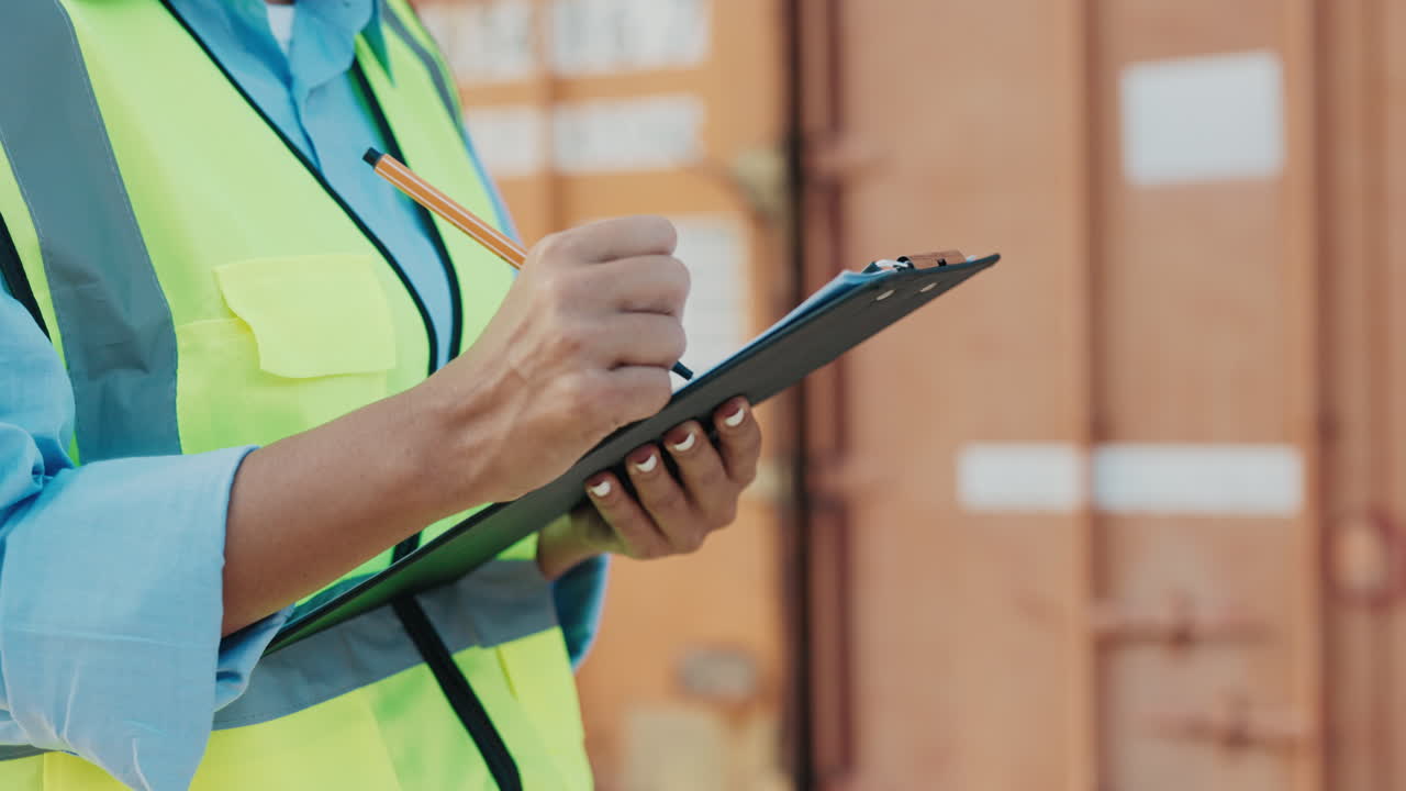 Worker Inspecting Cargo Container