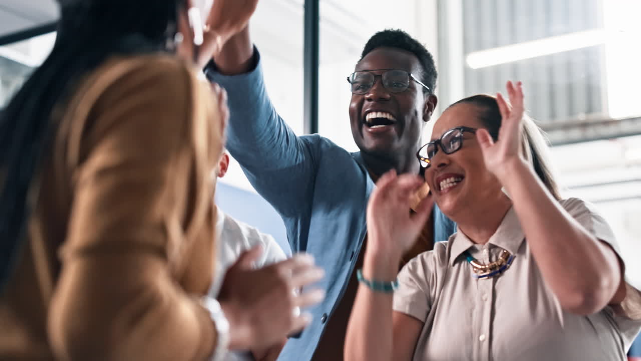 Teamwork, high five celebration