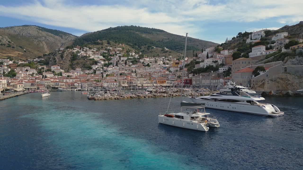 Aerial view of Hydra Island, Greece