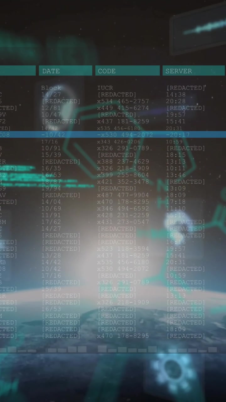 Animation af databehandling og scopescanning over Jorden i universet