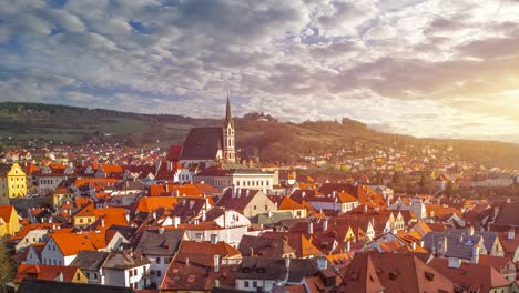 Cesky-Krumlov's-Old-Town:-Czech-Republic's-Historic-Gem-at-sunset---Medieval-Charm-and-Historical-Beauty