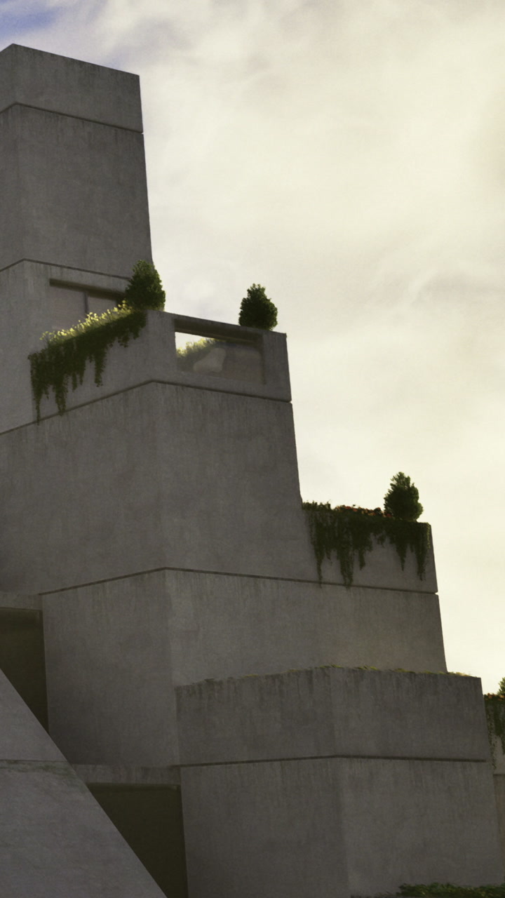 Concrete structure with plants on top in urban area during daylight