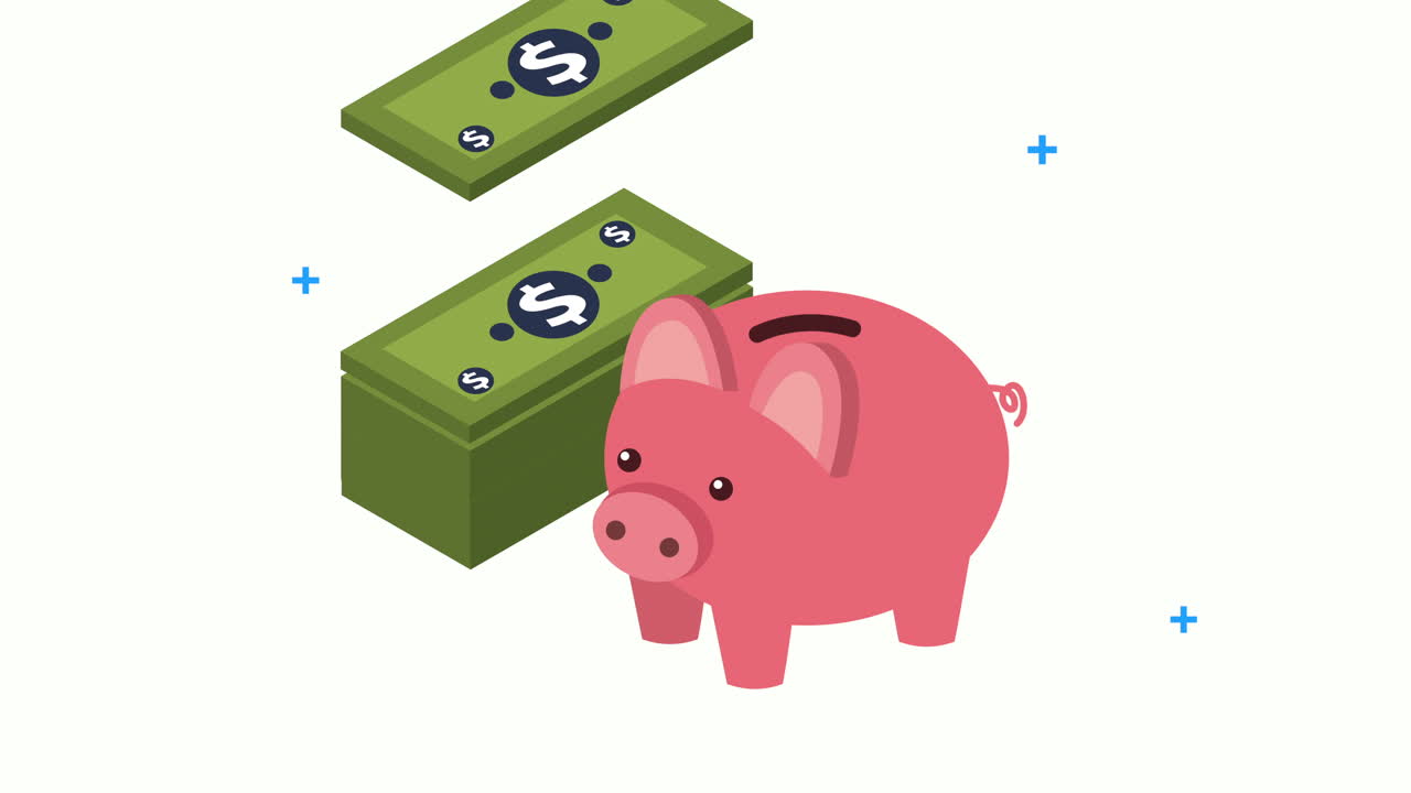 economy and finances piggy savings and bills