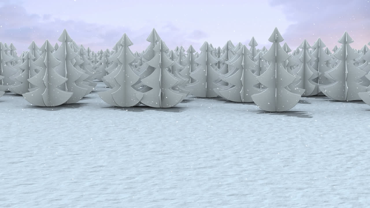 анимация зимнего пейзажа с еловыми деревьями