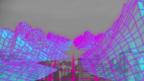 animación del metaverso y procesamiento de datos sobre el paisaje urbano.