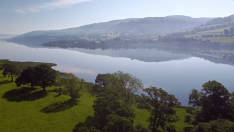 Aerial-4K-Drone-footage-of-Lake-Bala,-North-Wales