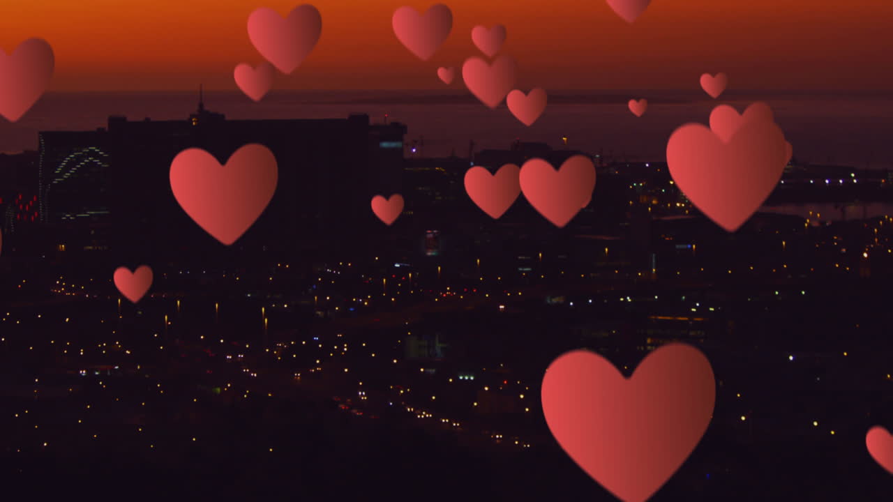 도시 4k에서 떠다니는 심장