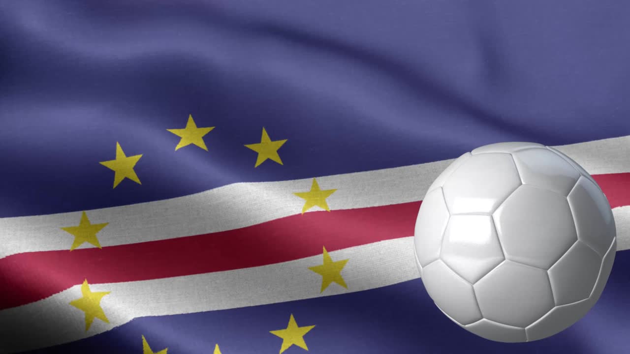 베르데 (cape verde) 와 축구공 (soccer ball) 보 베르데 (flague de cape verde) 발의 세부 사항 - 국가 발 보베르데의 파동 패턴 - 루프 가능한 요소 - 직물 질감과 끝없는 루프 - 축구공과 발