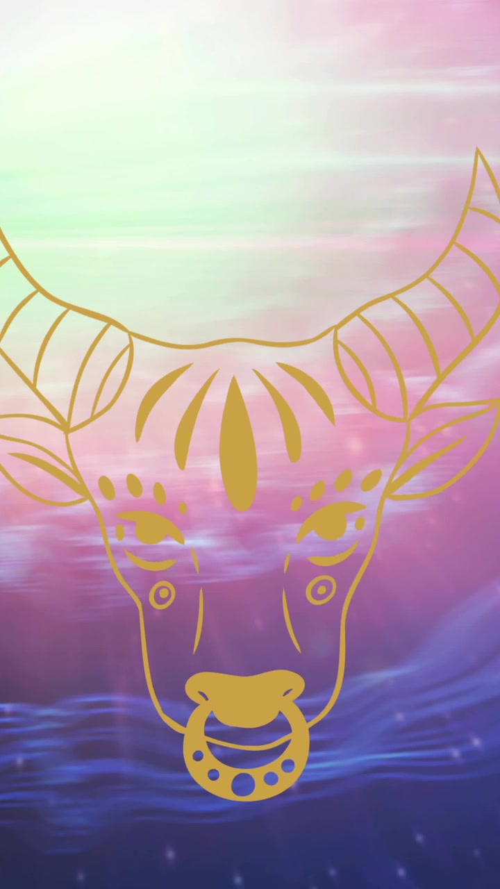 Animation of taurus star sign symbol over glowing stars