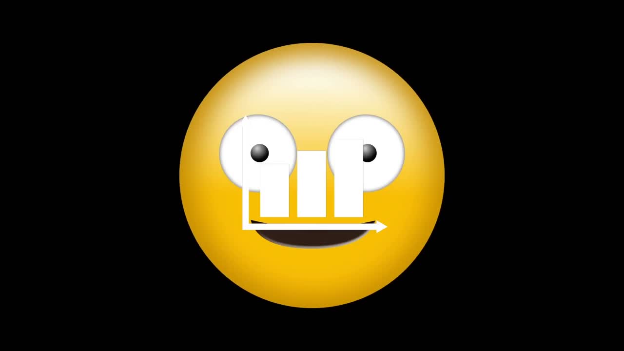 animación del icono del emoji feliz sobre la estadística