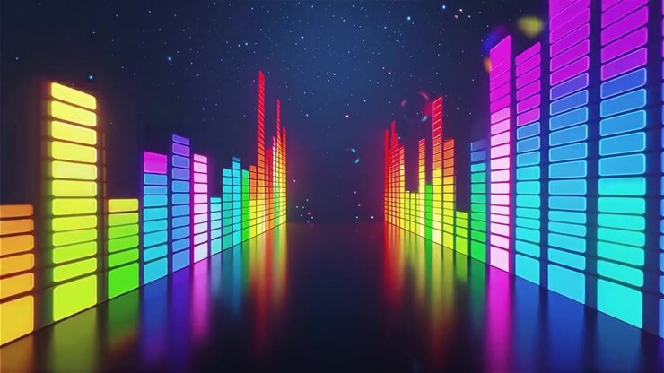 Futuristic Rainbow Neon Music Equalizer Visualizer Background