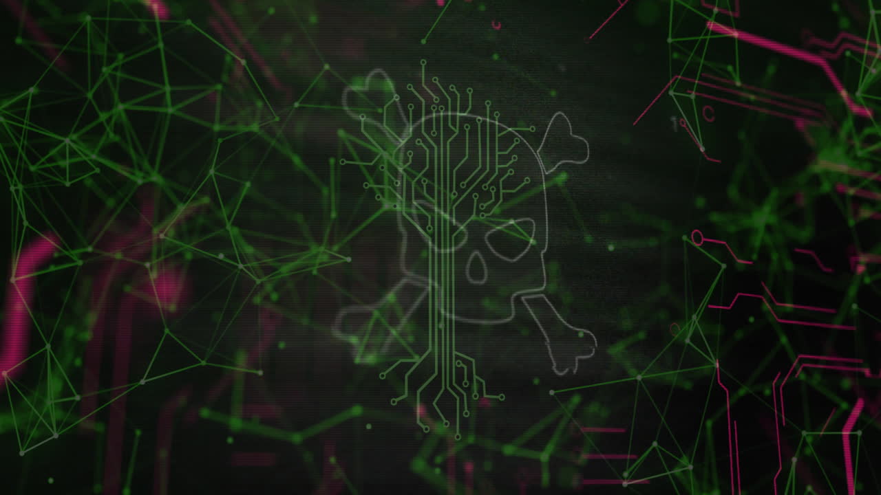 animación de cráneos y huesos, procesamiento de datos digitales a través de servidores informáticos