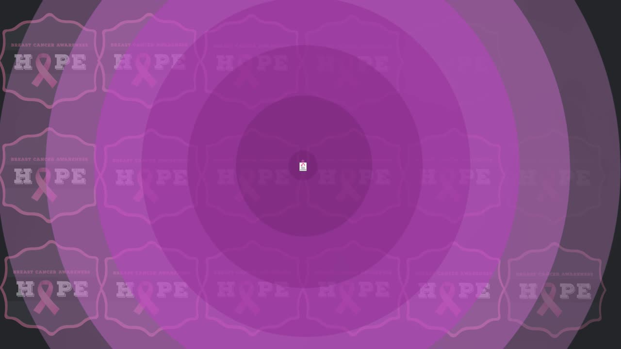 핑크색 유방암 리본 위에 유방암 인식 텍스트의 애니메이션