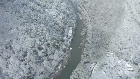 Arashiyama-mountains-and-Katsura-River,-Kyoto-Japan