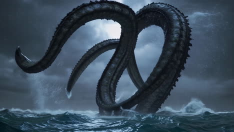 kraken in a stormy ocean