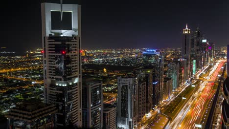 dubai timelapse of city night traffic with light trails from cars