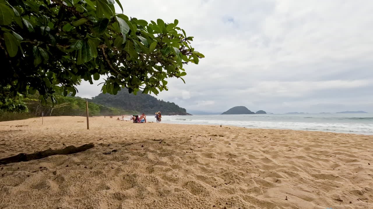 Beautiful Beach Scene with People Relaxing