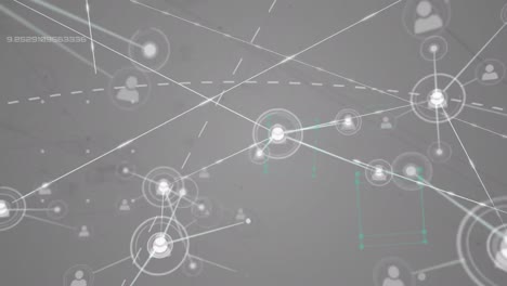 animación de la red de conexiones con las personas iconos sobre fondo gris