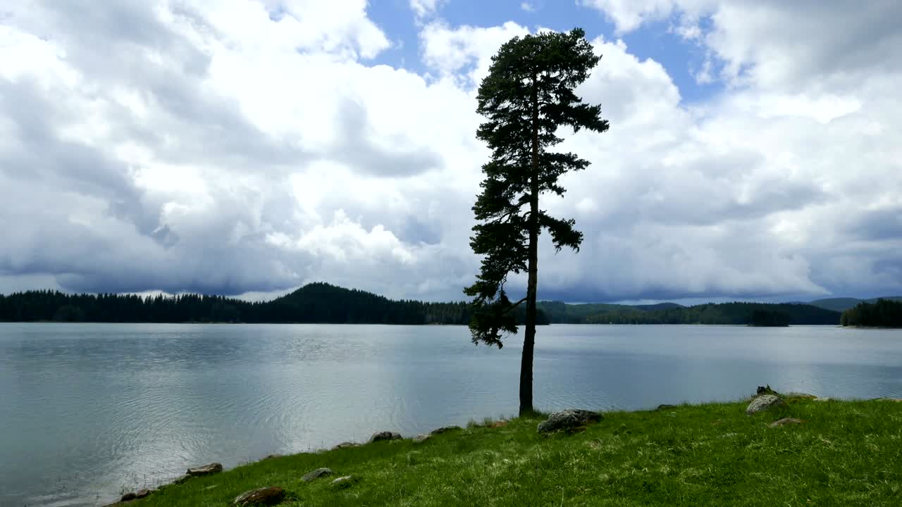 물의 풍경, 소나무와 움직이는 구름의 시간 경과