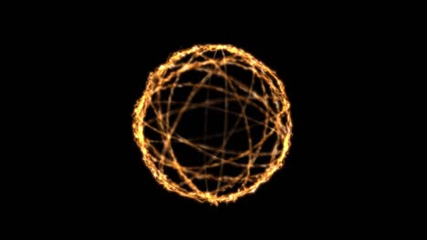 majestuosa bola de fuego, patrones dinámicos abstractos de anillos con bonitas chispas brillantes e iluminadoras, fondo negro, 4k de alta calidad, renderizado en 3d.
