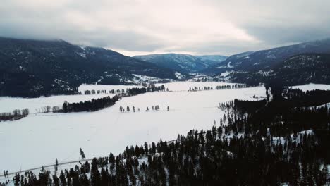 Winter's-Panorama:-Breathtaking-View-over-the-Snow-Covered-Ranchland-Valley-near-Westwold-in-the-Thompson-Nicola-Region,-Surrounded-by-Healthy-Forests