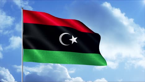 la bandera libia ondeando en el viento