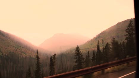 ash floating in the sky and mixing with night mist in yellowstone national park