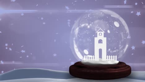 Animación-De-Una-Bola-De-Nieve-Sobre-Un-Paisaje-Invernal