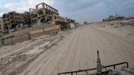 Israeli-military-vehicle-on-the-bombed-streets-of-Gaza-during-Israel-Hamas-War-2023