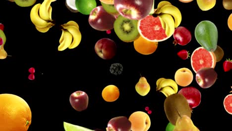 falling fruits background, loop, with alpha channel