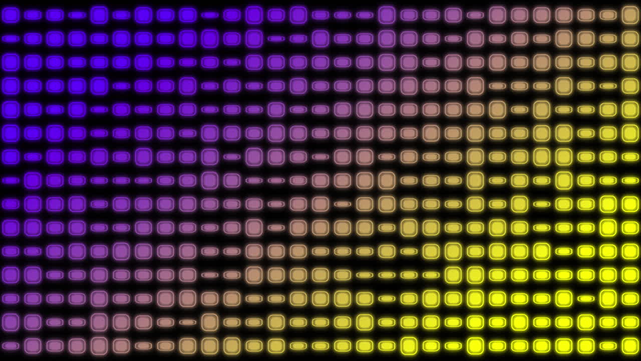 animazione di cambiamenti di rettangoli viola e gialli su sfondo nero